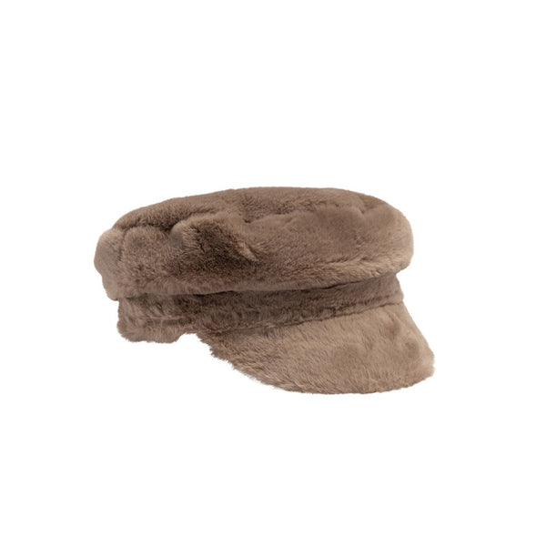 Faux Fur Newsboy Cap