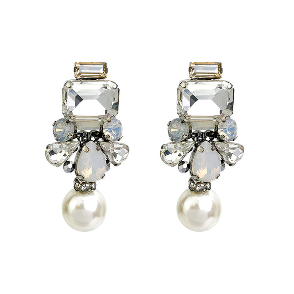 Pearl Crystal Cut Glass Earrings