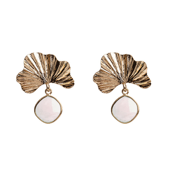 Fan Leaf Earrings in Blush