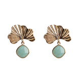 Fan Leaf Earrings in Mint