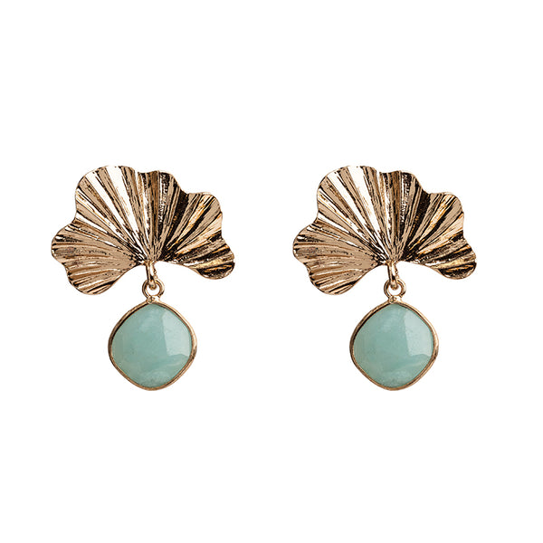 Fan Leaf Earrings in Mint