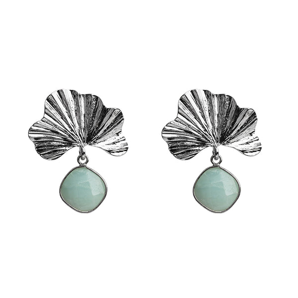 Fan Leaf Earrings in Mint