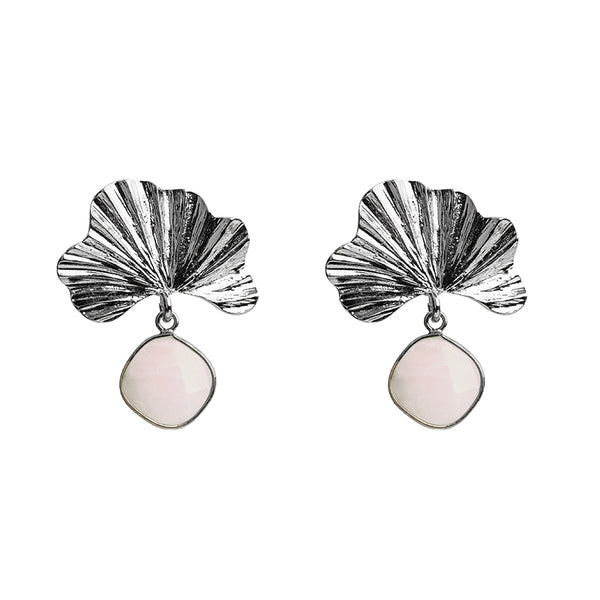 Fan Leaf Earrings in Blush