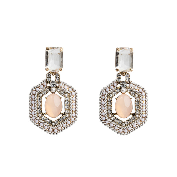 Chain Statement Earrings in Pink