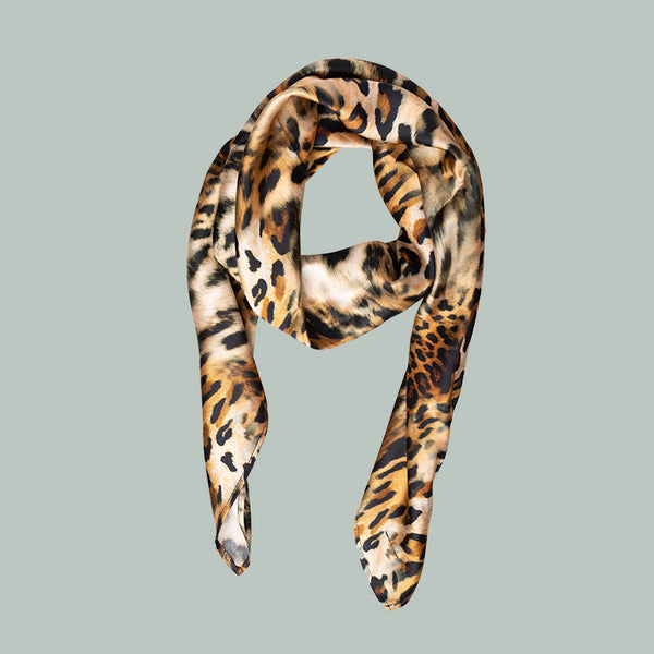 Pure Silk Leopard Scarf