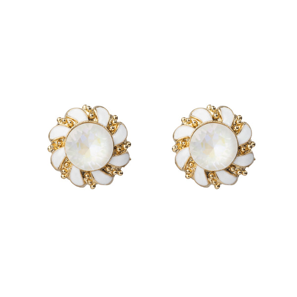 Enamel Stud Earrings in Ivory