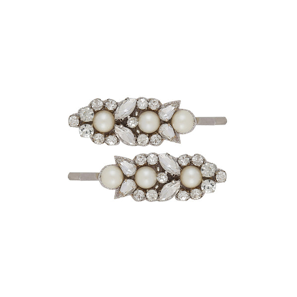 Deepa Gurnani  Pearl Hair Clips in Silver