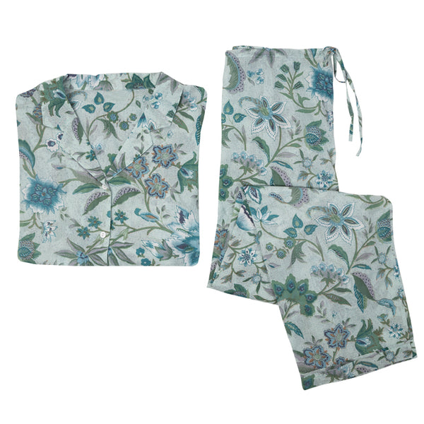 Cotton Kimono Robe in Tropical Aqua